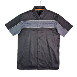 BIKER APPAREL Black Casual Dress Shirt With Skull/Chains Graffix Mens Size L